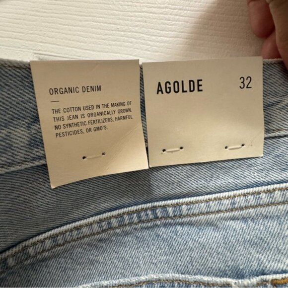 New Agolde Long Parker Denim Shorts in Parade Light Size 32 - Picture 7 of 9